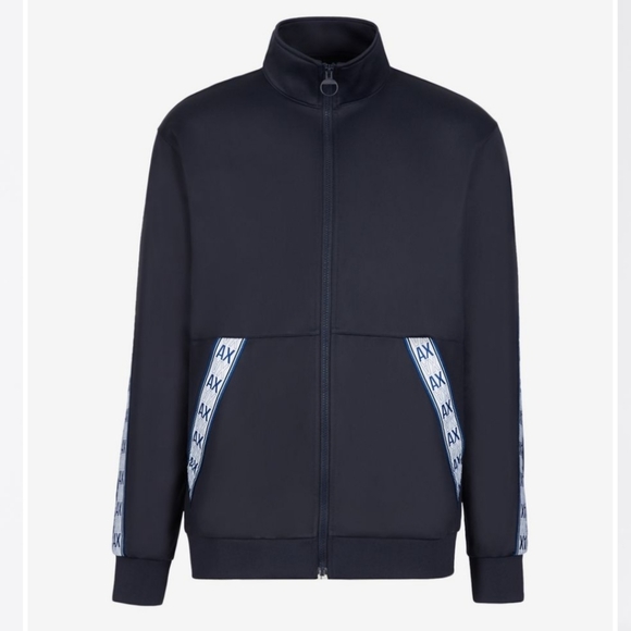 Armani exchange logo tape track jacket Navy nwt M - Picture 2 of 7